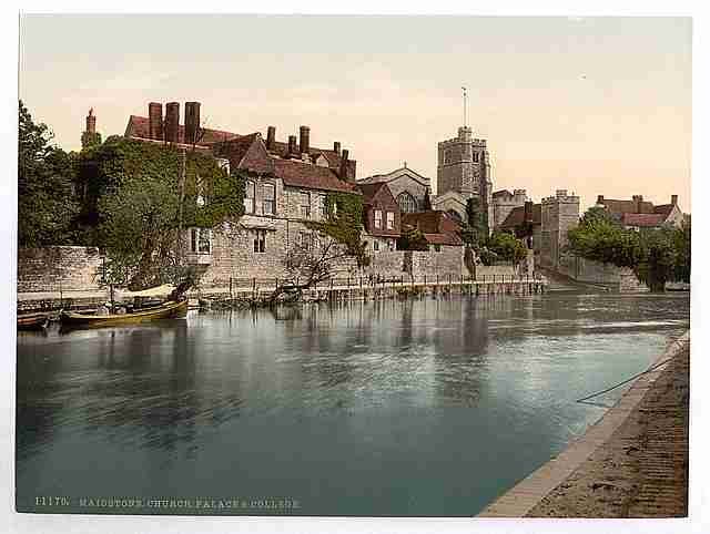 Vintage Church palace and college Maidstone A4 Photo Print