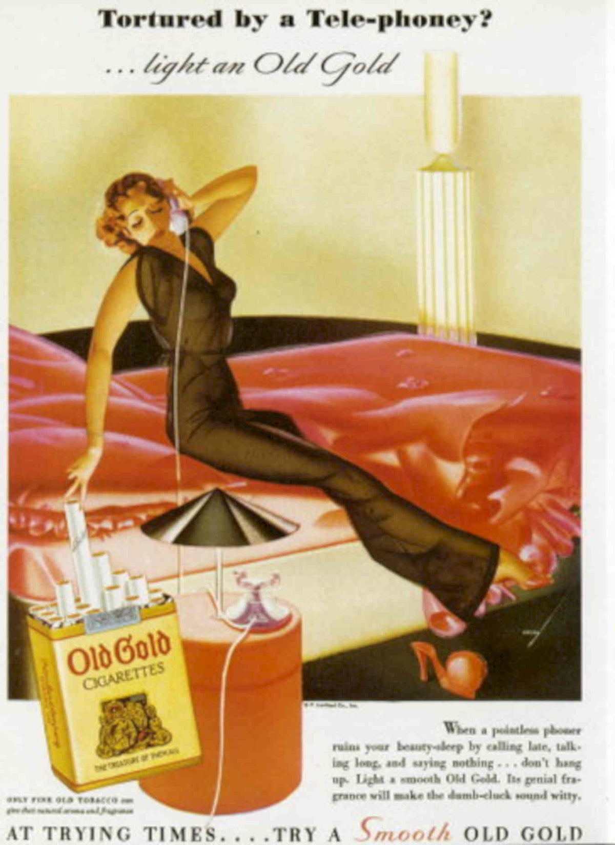 Vintage Cigarette Phone 1930s Vintage Retro Advert Poster
