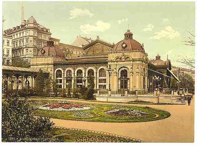 Vintage City park Carlsbad Bohemia A4 Photo Print