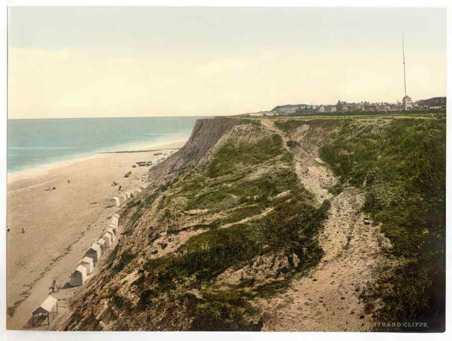 Vintage Cliffs Overstrand England A4 Photo Print