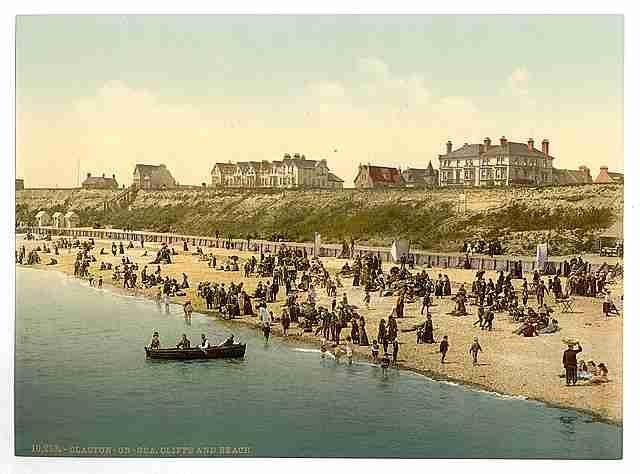 Vintage Cliffs and beach Clacton on Sea A4 Photo Print