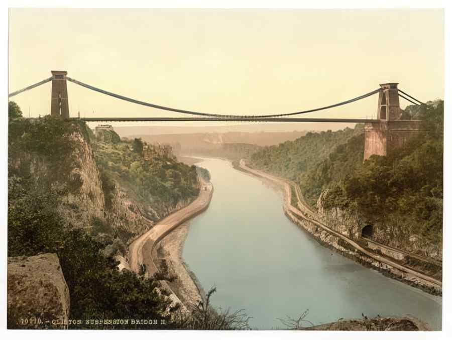 Vintage Clifton Suspension Bridge From The Cliffs Bristol England A4 Photo Print