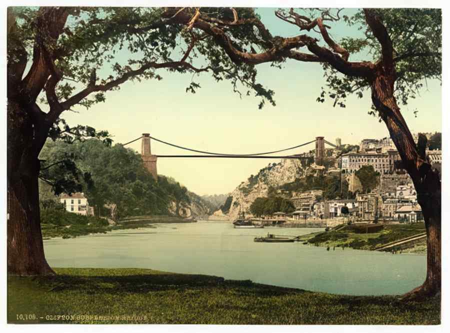 Vintage Clifton Suspension Bridge From The Ferry Bristol England A4 Photo Print