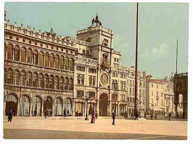Vintage Clock tower Piazzetta di San Marco Venice A4 Photo Print