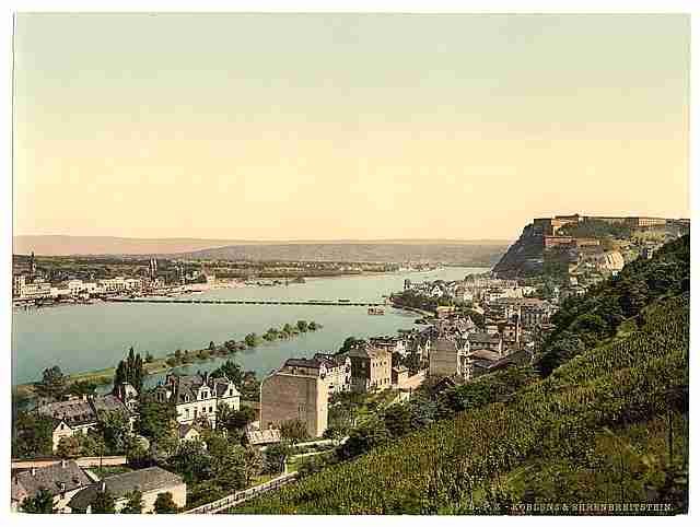 Vintage Coblenz and Ehrenbreitstein the Rhine A4 Photo Print