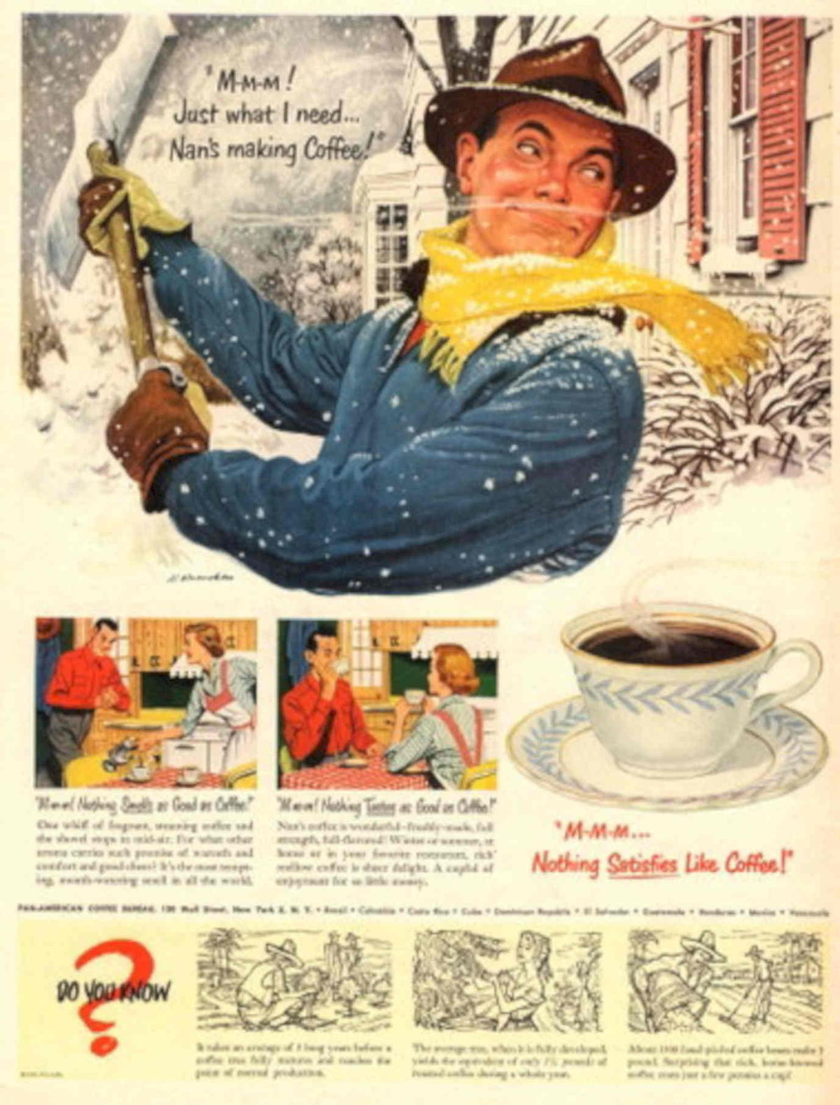 Vintage Coffee Snow 1950s Vintage Retro Advert Poster