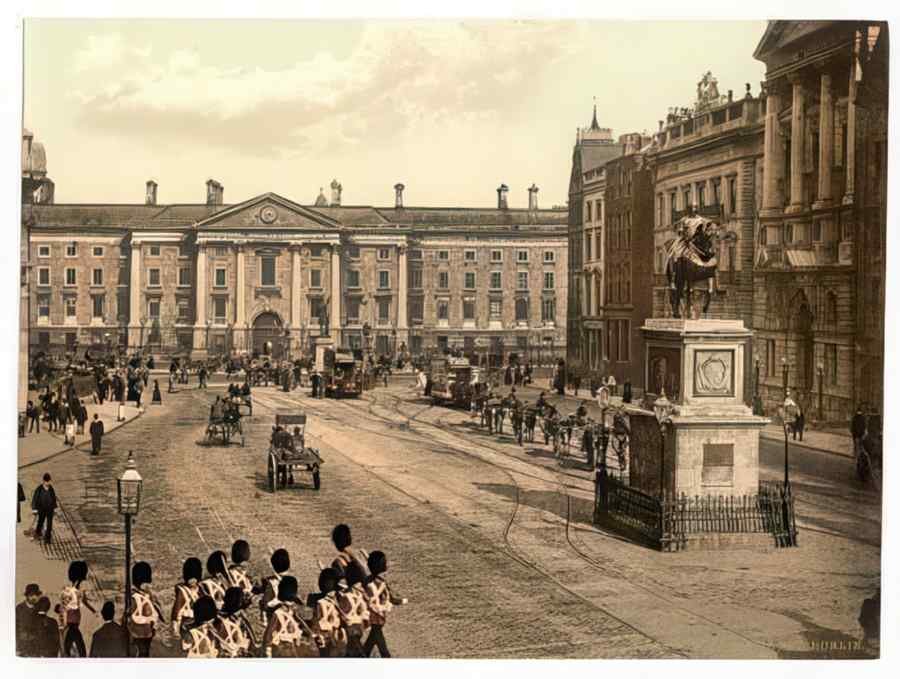 Vintage College Green Dublin County Dublin Ireland A4 Photo Print