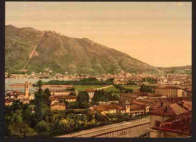 Vintage Como from the railway Lake Como A4 Photo Print