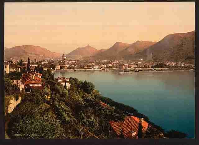 Vintage Como general view II Lake Como A4 Photo Print