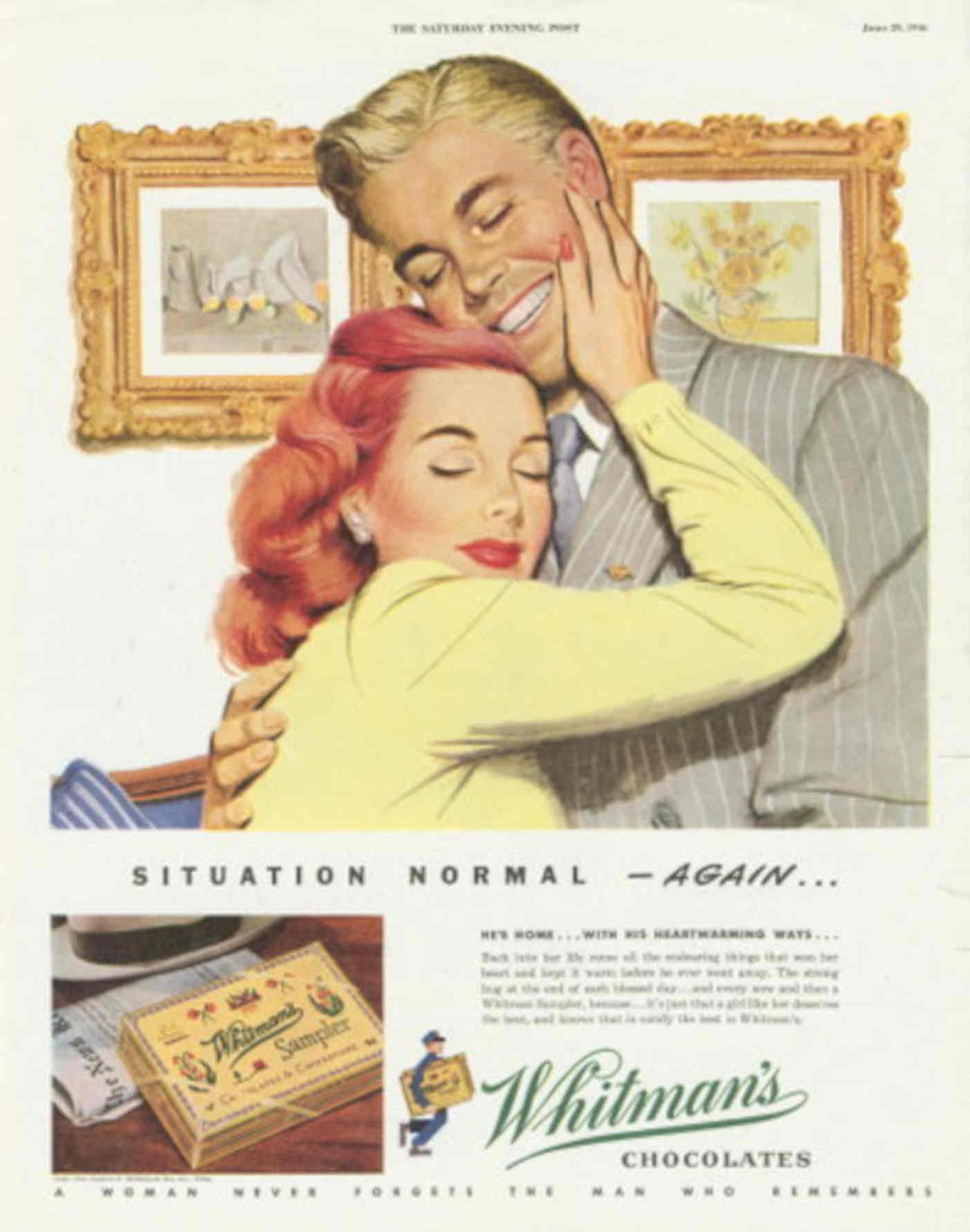 Vintage Couple Chocolates 1950s Vintage Retro Advert Poster