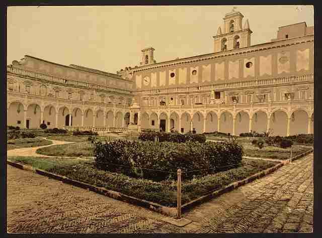 Vintage Courtyard Naples A4 Photo Print