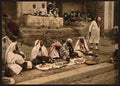 Vintage Couscous sellers and an Arab cafe Tunis A4 Photo Print