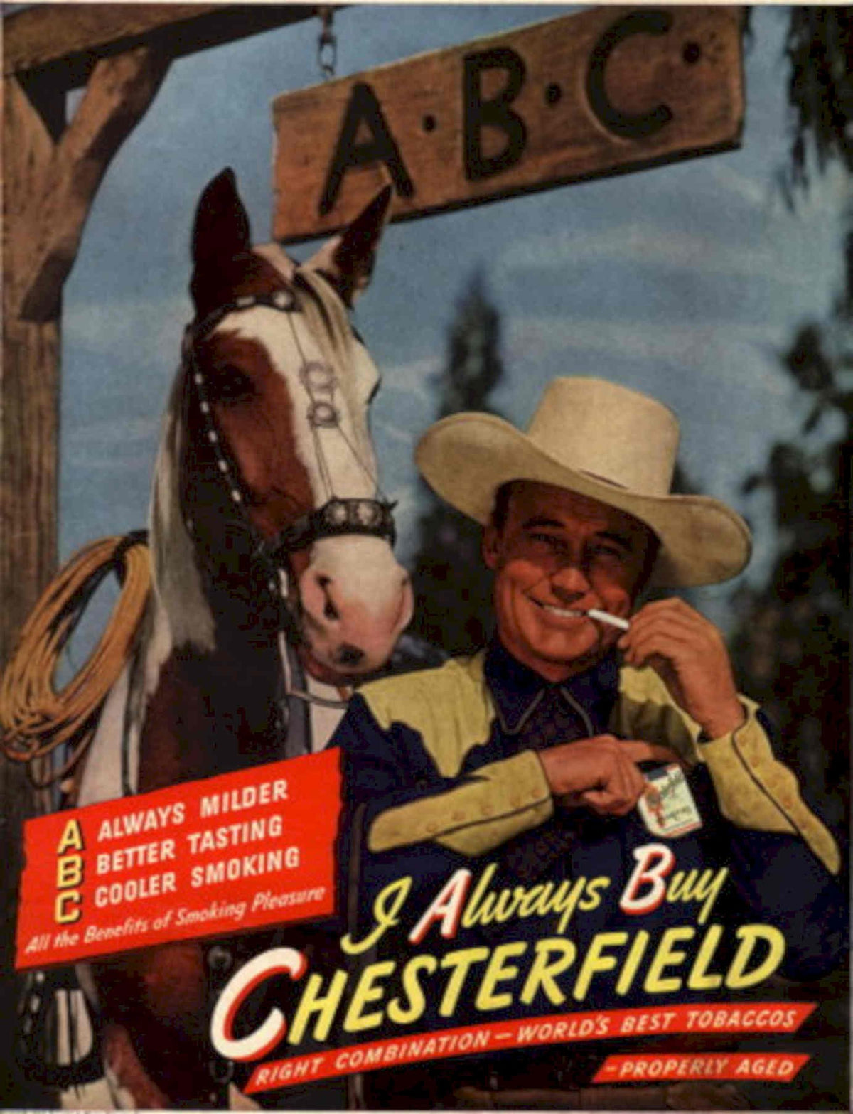 Vintage Cowboy Chesterfield 1940s Vintage Retro Advert Poster