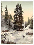 Vintage Davos in winter Grisons A4 Photo Print
