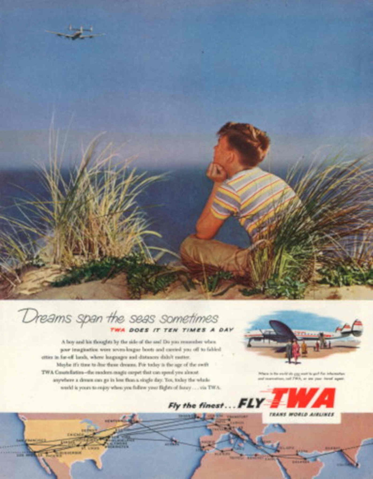 Vintage Dc3 Dreams 1950s Vintage Retro Advert Poster