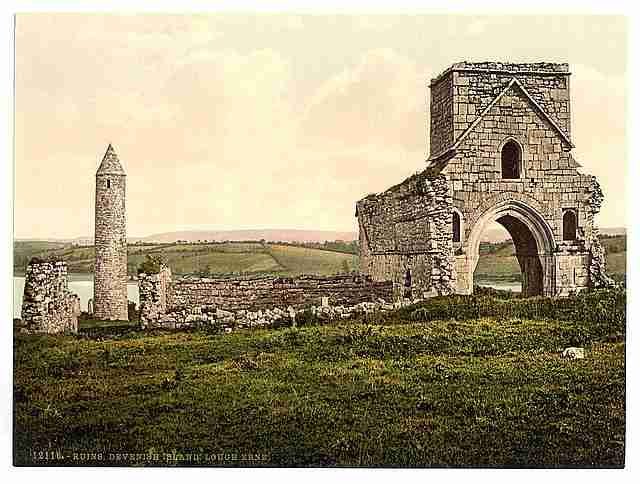 Vintage Devenish Island ruins Lough Erne County Fermanagh A4 Photo Print