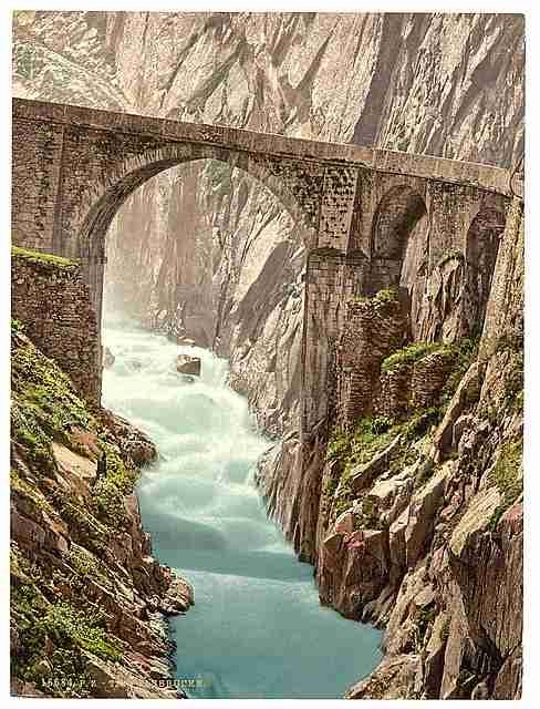 Vintage Devils Bridge Andermatt A4 Photo Print
