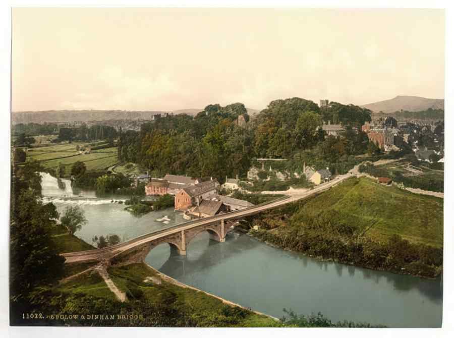 Vintage Dinham Bridge And Ludlow England A4 Photo Print