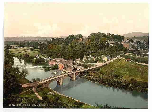 Vintage Dinham Bridge and Ludlow A4 Photo Print