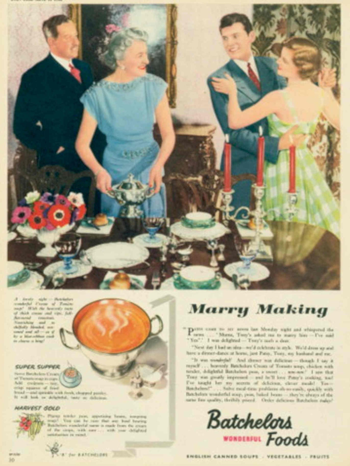 Vintage Dinner Party 1950s Vintage Retro Advert Poster