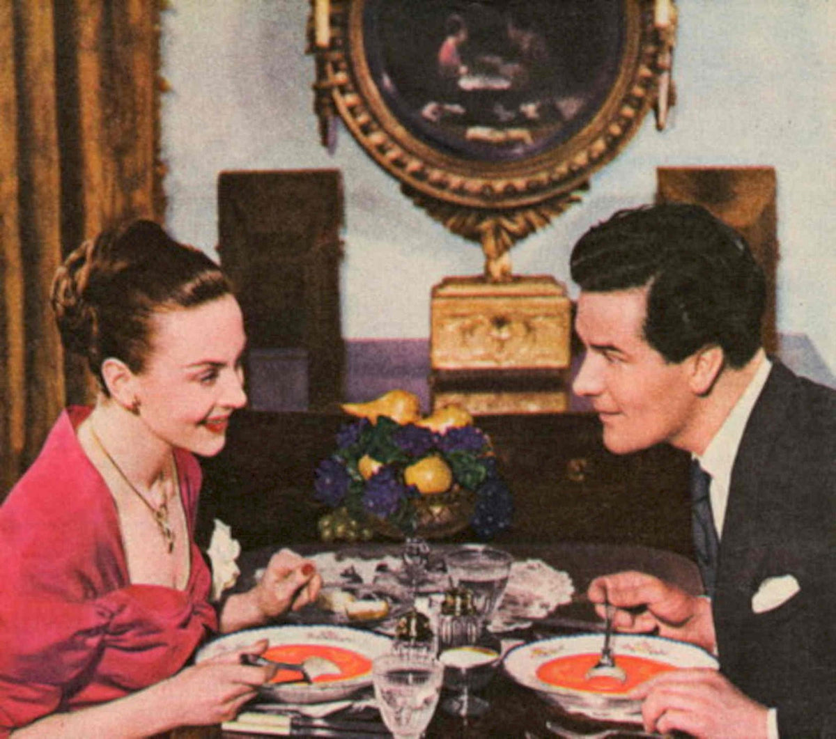 Vintage Dinner Scene 2 1950s Vintage Retro Advert Poster