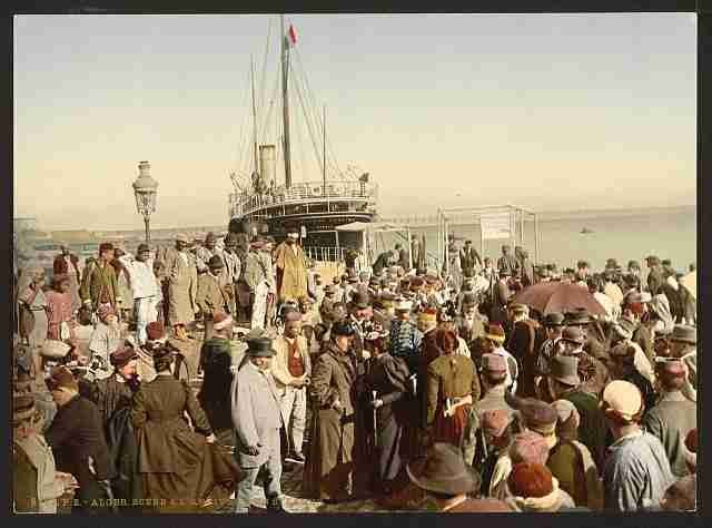 Vintage Disembarking from a ship I Algiers A4 Photo Print