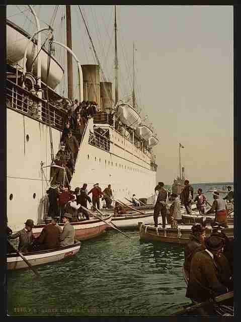 Vintage Disembarking from a ship II Algiers A4 Photo Print