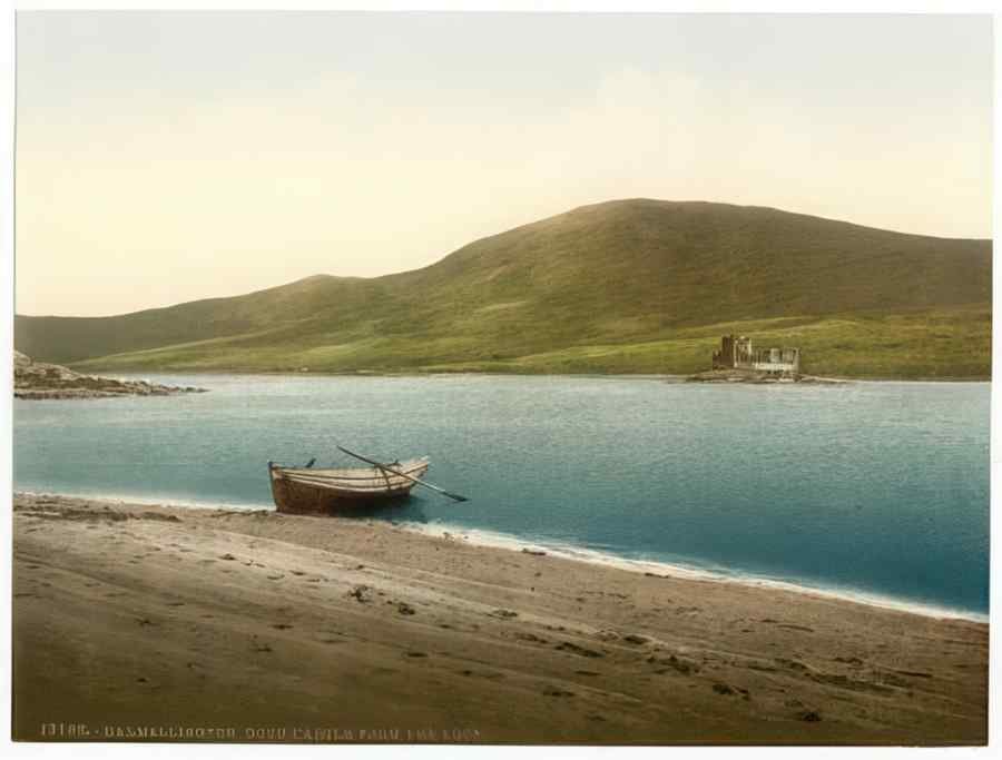 Vintage Doon Castle From The Loch Dalmellington Scotland A4 Photo Print