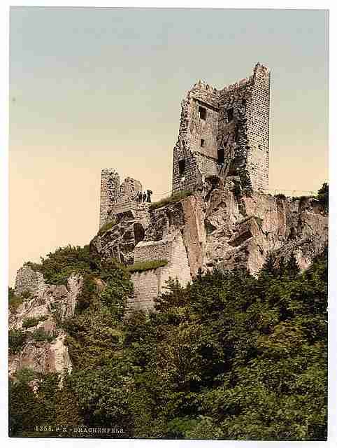 Vintage Drachenfels ruins the Rhine A4 Photo Print