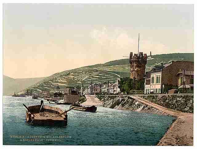 Vintage Eagle Tower and Niederwald Rudesheim the Rhine A4 Photo Print