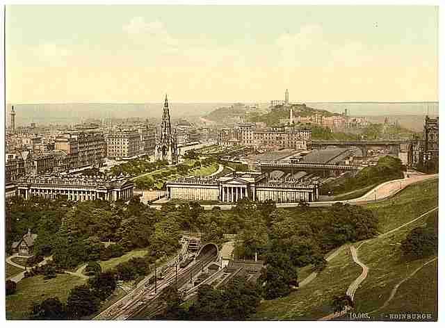 Vintage Edinburgh from the castle A4 Photo Print