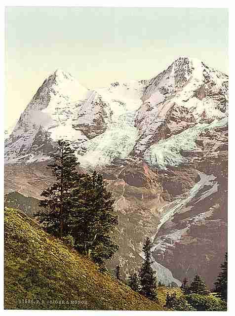 Vintage Eiger and Monch Bernese Oberland A4 Photo Print