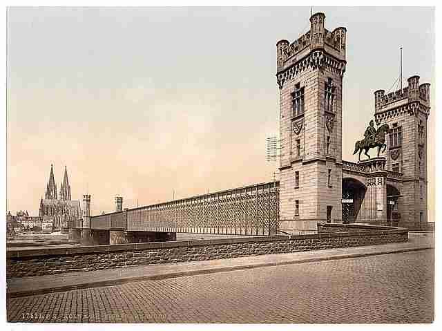 Vintage Eisenbahn Bridge Cologne the Rhine A4 Photo Print