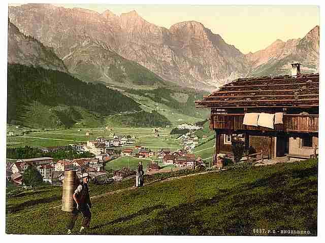 Vintage Engelberg Valley Bernese Oberland A4 Photo Print