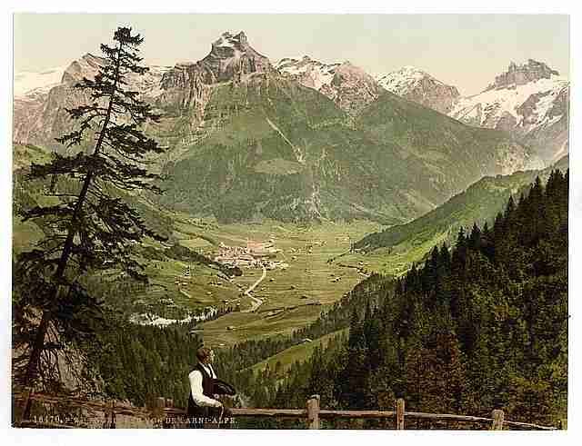Vintage Engelberg Valley from the Arni Alps Unterwald A4 Photo Print