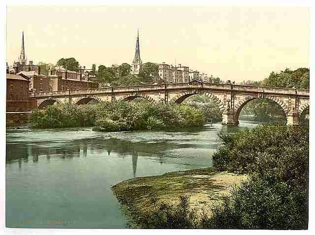 Vintage English Bridge Shrewsbury A4 Photo Print
