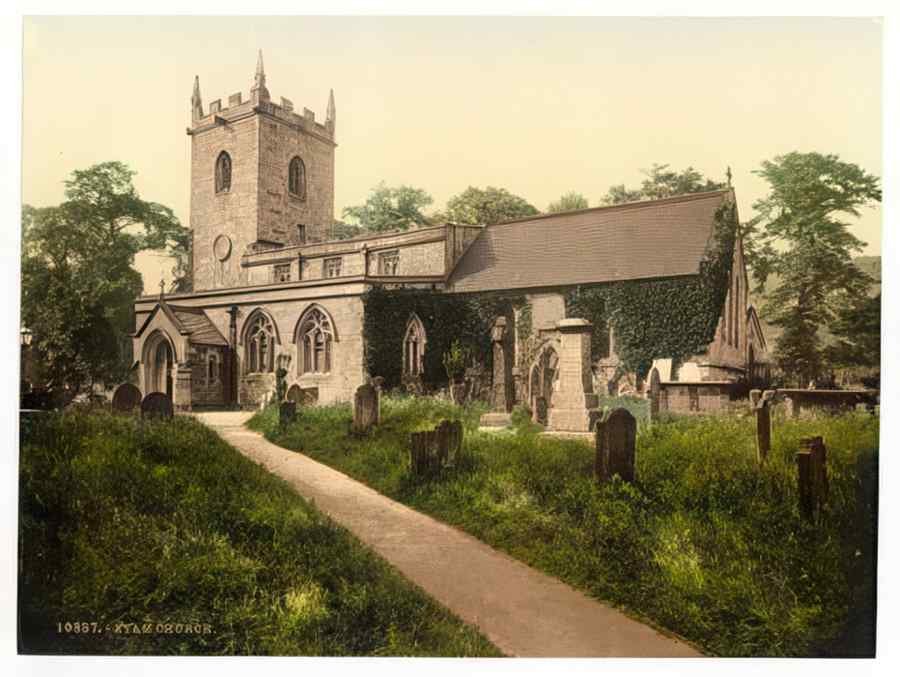 Vintage Eyam Church Derbyshire England A4 Photo Print