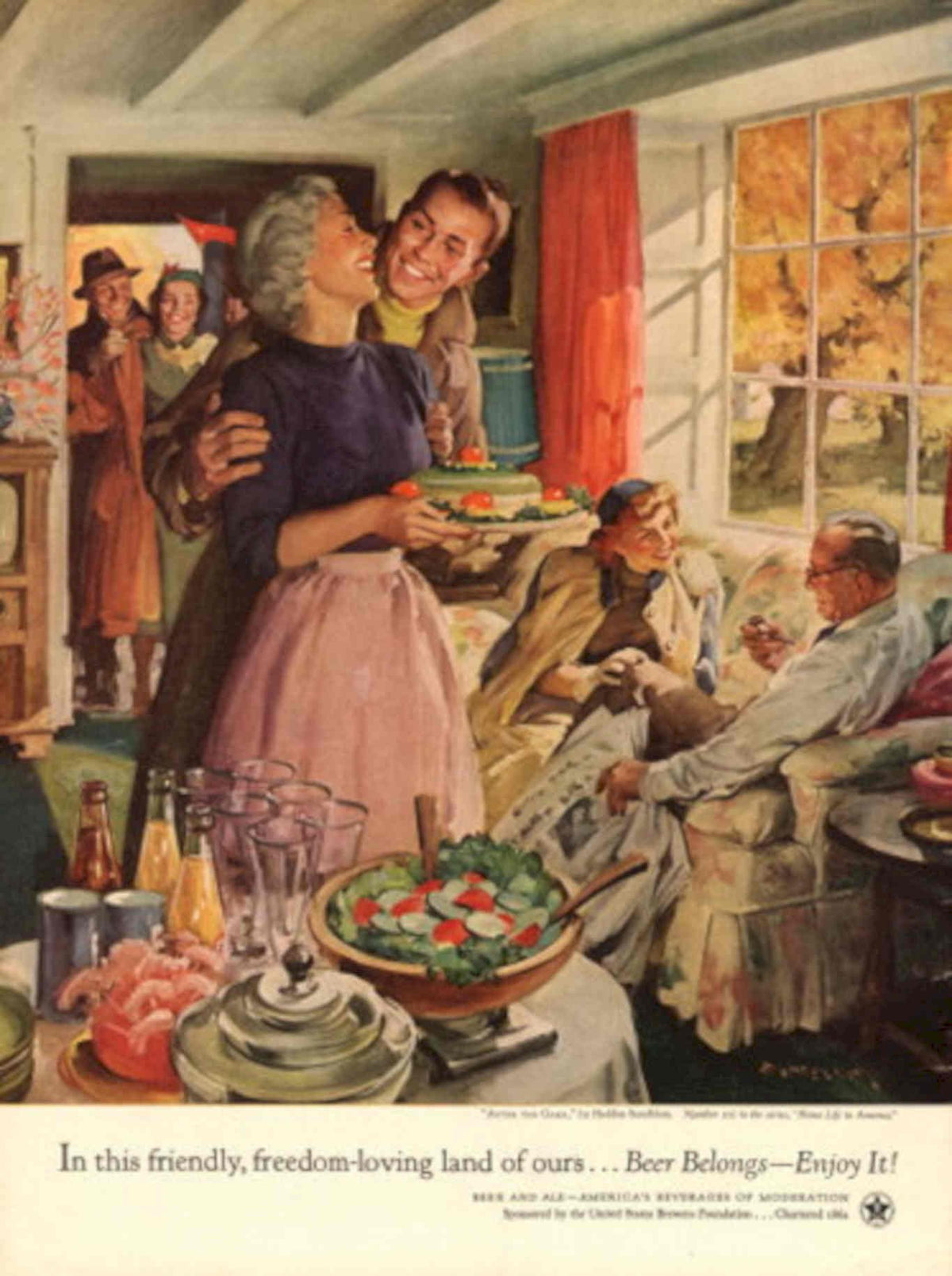 Vintage Family Beer 1950s Vintage Retro Advert Poster