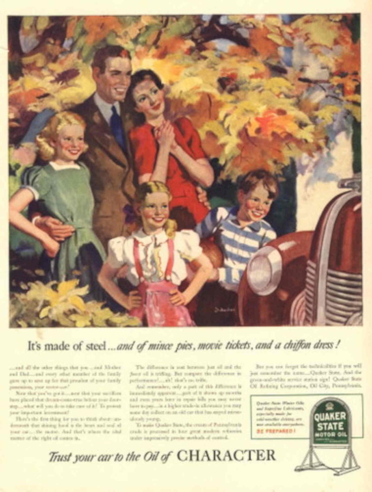 Vintage Family Car 1940s Vintage Retro Advert Poster