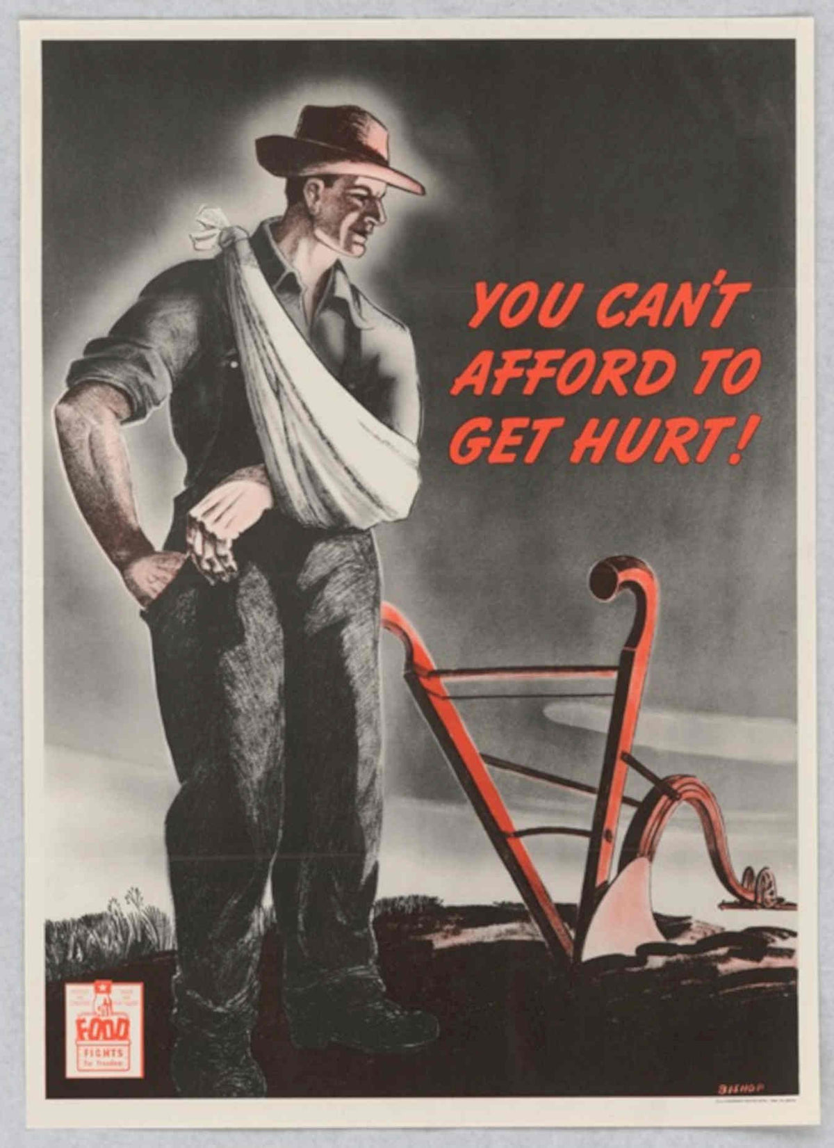 Vintage Farmland Worker American World War II Advert Poster