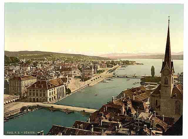 Vintage Farumunster and Alpenkette Zurich A4 Photo Print