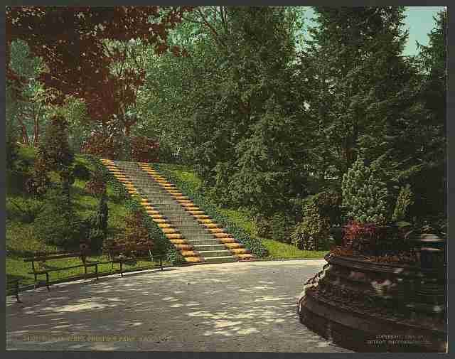 Vintage Floral steps Prospect Park Brooklyn NY A4 Photo Print