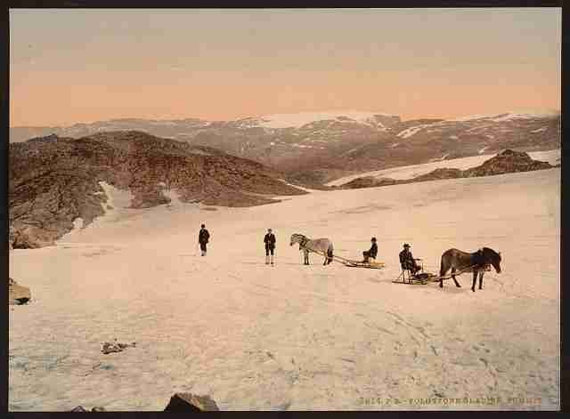 Vintage Folgefond Glacier Hardanger Fjord A4 Photo Print