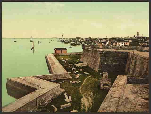 Vintage Fort Marion St Augustine and harbor A4 Photo Print