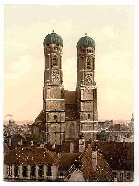 Vintage Frauen Church  Munich Bavaria A4 Photo Print