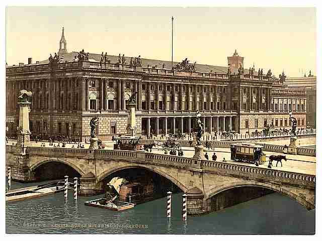 Vintage Fredericks Bridge and the Bourse Berlin A4 Photo Print