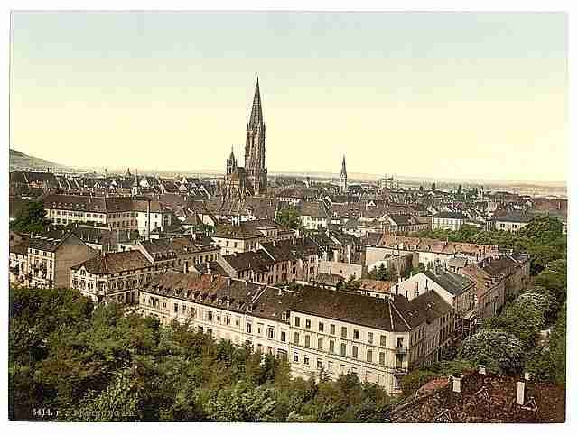 Vintage Freiburg general view Baden A4 Photo Print