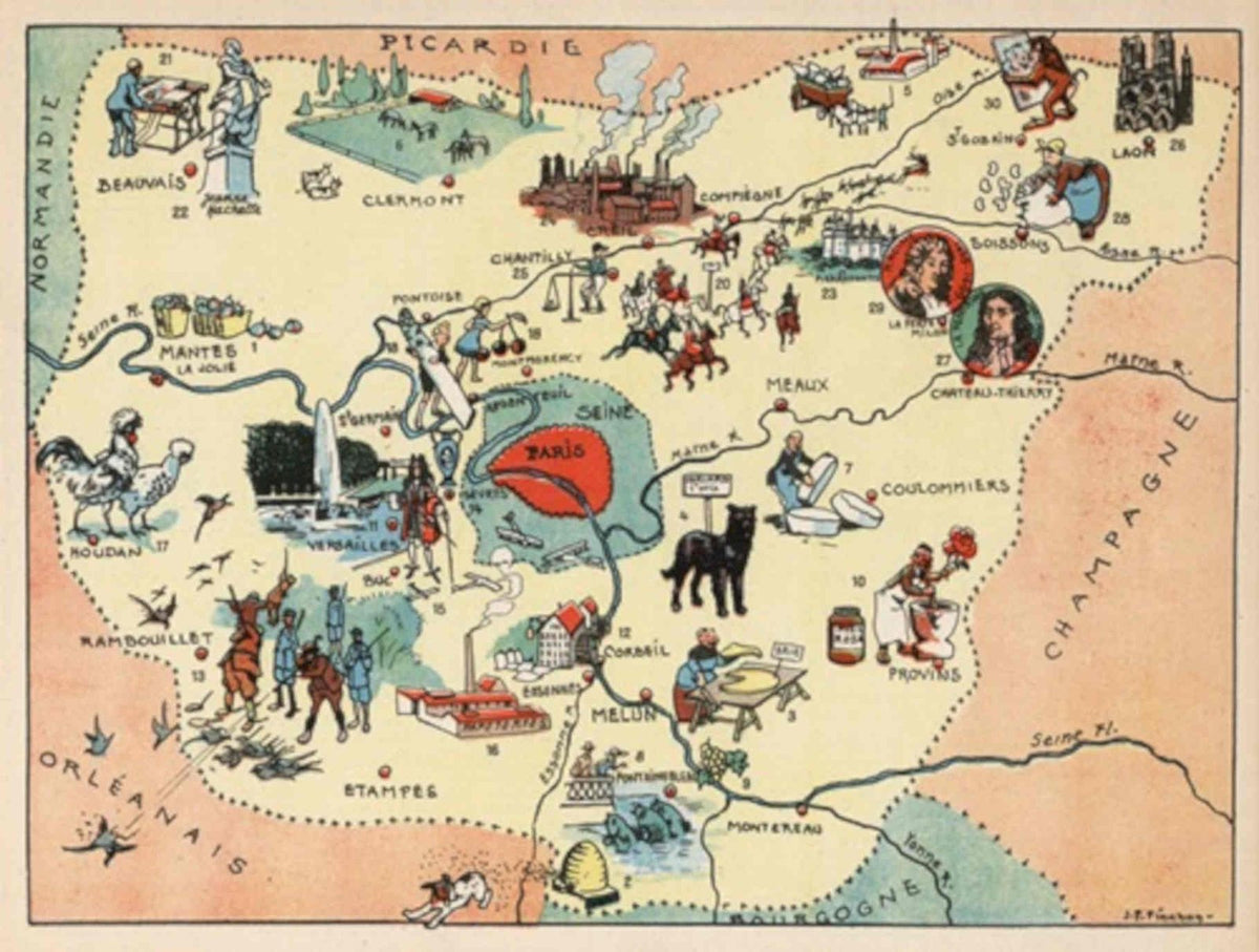Vintage French Map 2 Vintage Retro Advert Poster