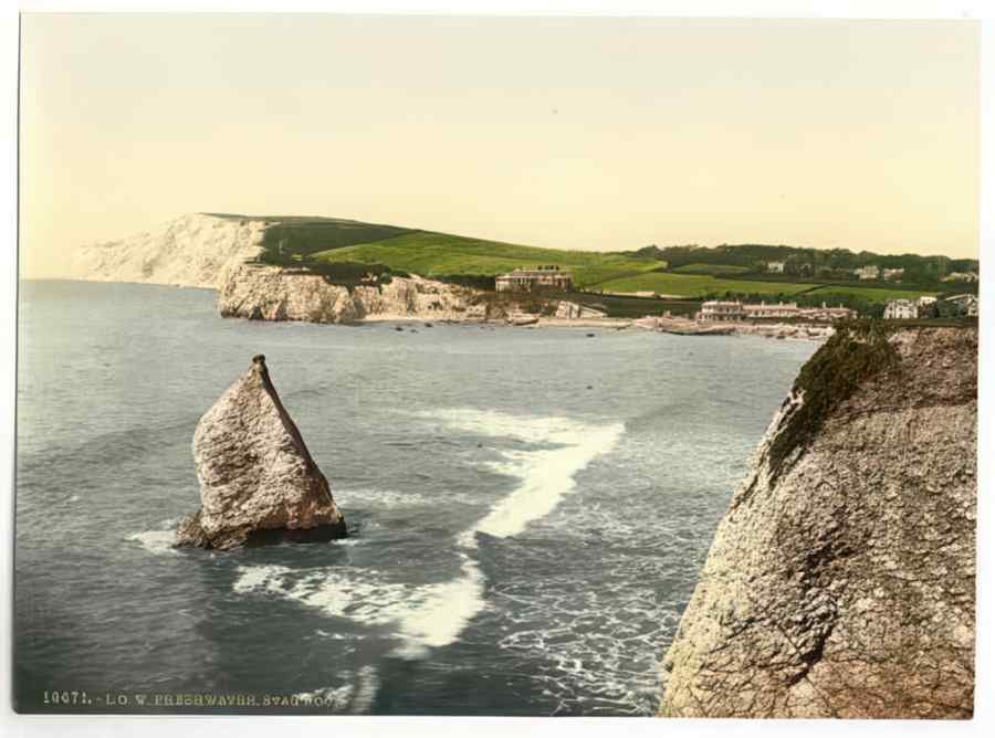 Vintage Freshwater Bay And Stag Rock Isle Of Wight England A4 Photo Print