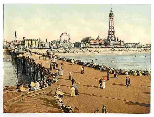 Vintage From North Pier I Blackpool A4 Photo Print